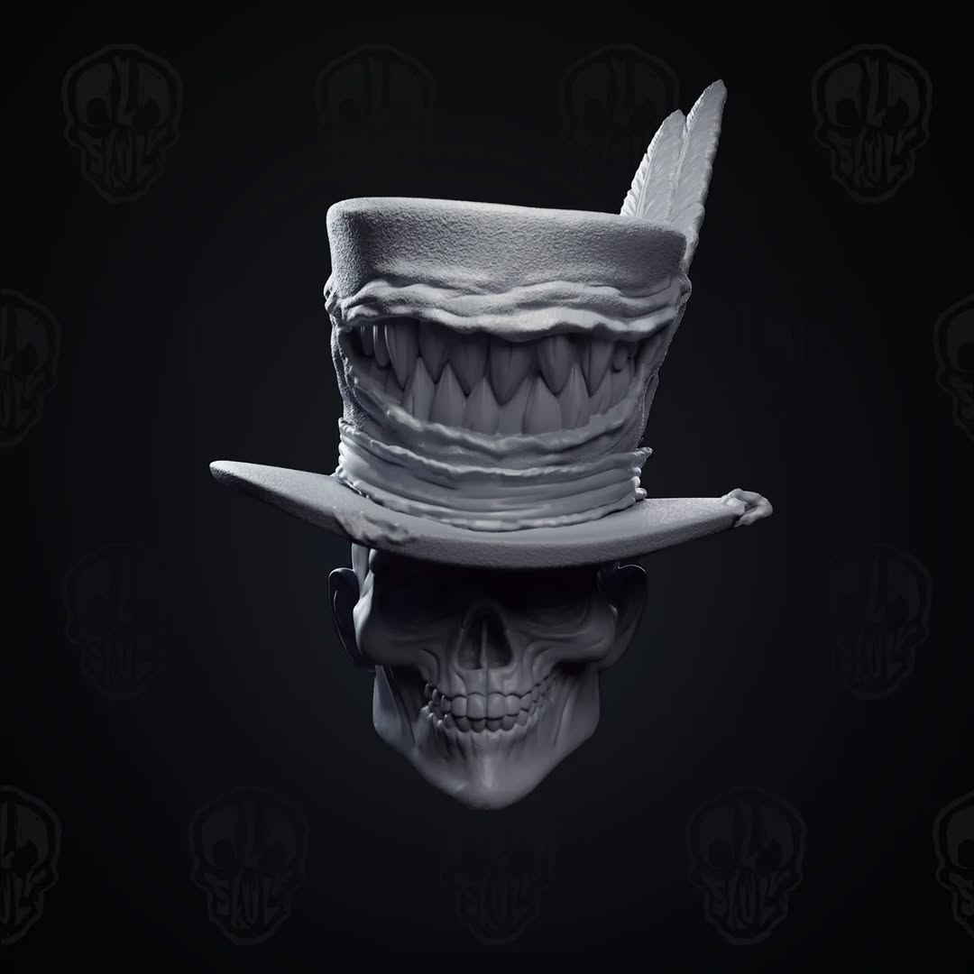 Papa Zakael v2, voodoo skull priest head (unpainted)