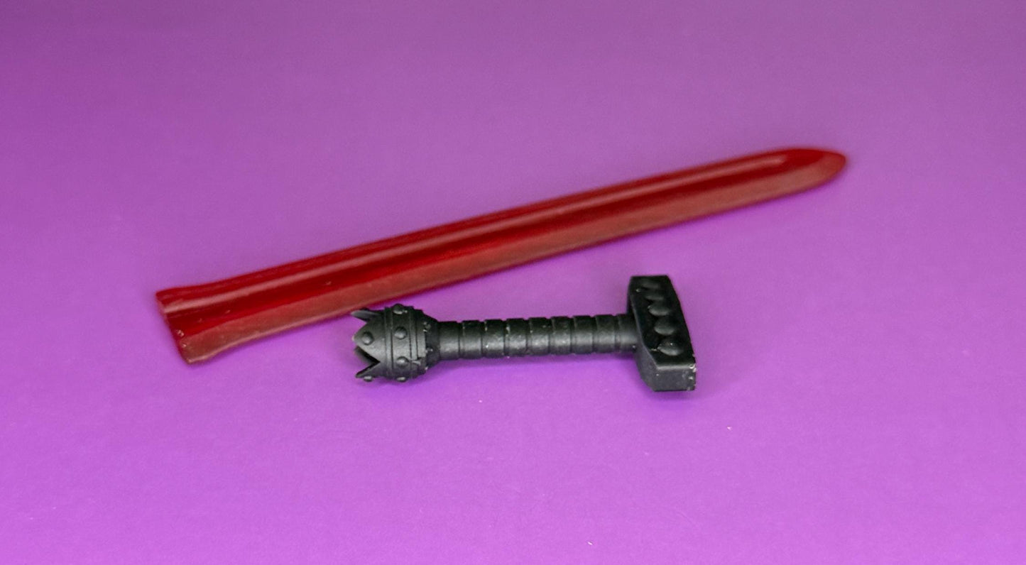 Crimson Brand, red transparent broadsword - Mythic Legions scale