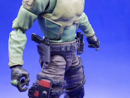 Belt with holster, handgun, 2 pistol mags, and 2 rifle mags - 1/12 scale 3d printed loadout