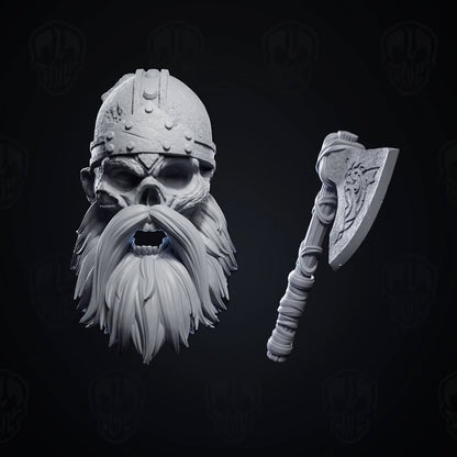 Hrolfinn Cold-Heart, ancient Draugr undead viking head (unpainted)