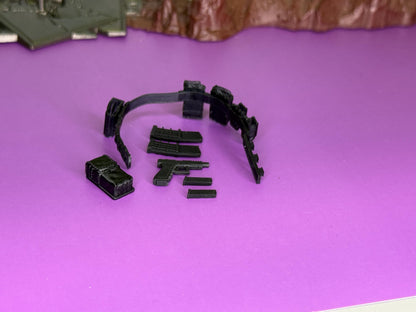 Belt with holster, handgun, 2 pistol mags, and 2 rifle mags - 1/12 scale 3d printed loadout
