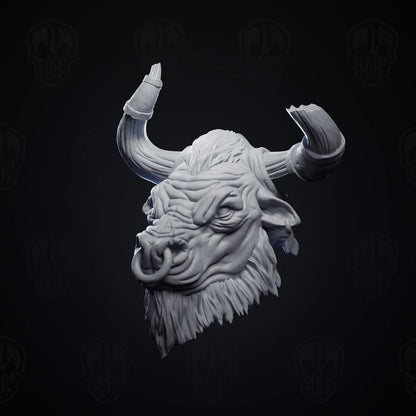 Maulscar, the war torn minotaur head (unpainted)