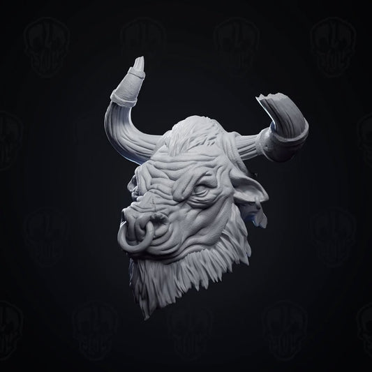 Maulscar, the war torn minotaur head (unpainted)