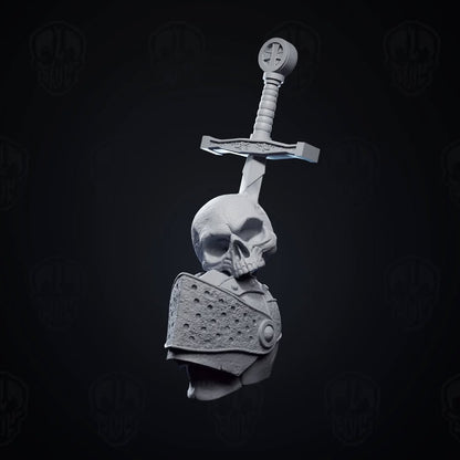 Skewebur, the excalibur homage knight head/sword (unpainted)
