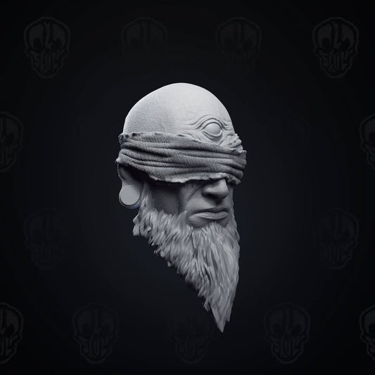 Ezrath v2, the blindfolded awakened sorcerer head (unpainted)
