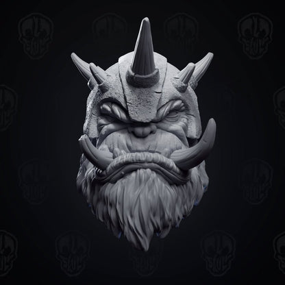War King Thunderjaw, the helmeted ogre king head (unpainted)