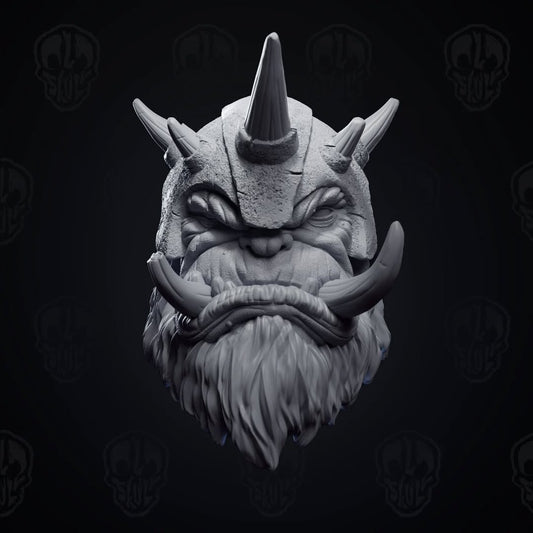 War King Thunderjaw, the helmeted ogre king head (unpainted)
