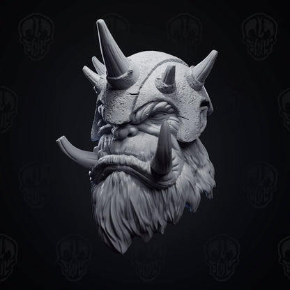 War King Thunderjaw, the helmeted ogre king head (unpainted)