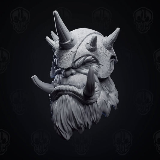 War King Thunderjaw, the helmeted ogre king head (unpainted)