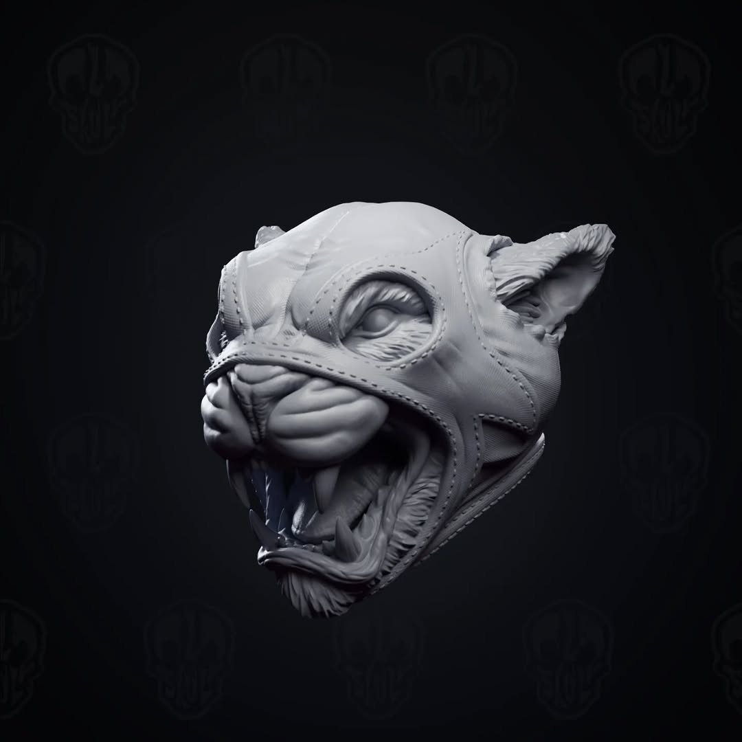 El Que Desgarra, were-jaguar luchador head (unpainted)